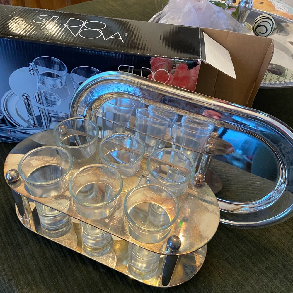 Silver plated shot cocktail set
